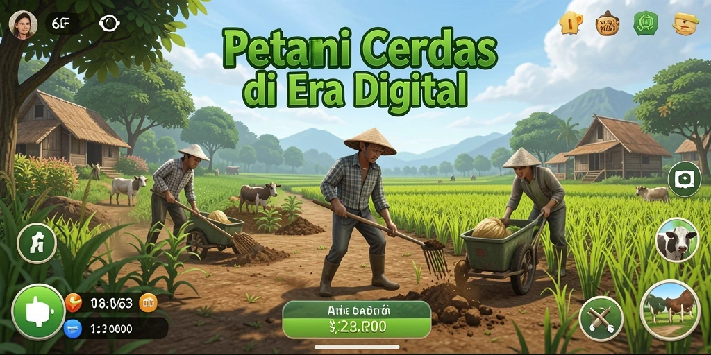 Screenshot gameplay 6CF yang menunjukkan aktivitas bercocok tanam yang seru.