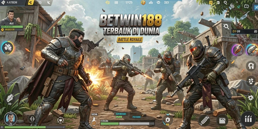Screenshot gameplay BETWIN188 menampilkan aksi seru pertarungan Battle Royale.