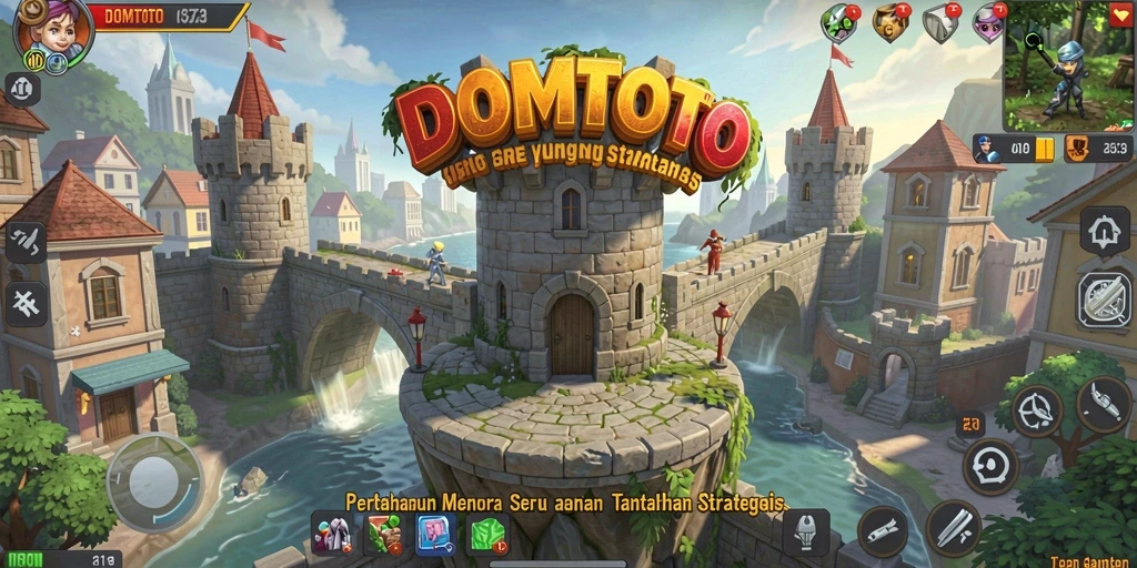 Tampilan gameplay menarik dari DOMTOTO dalam Tower Defense.