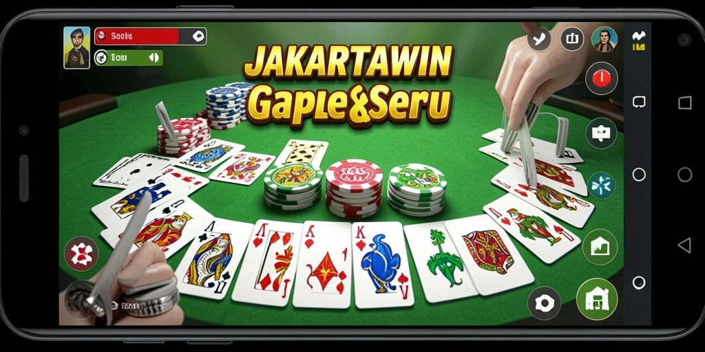 Tampilan gameplay seru dalam JAKARTAWIN saat bermain Gaple.
