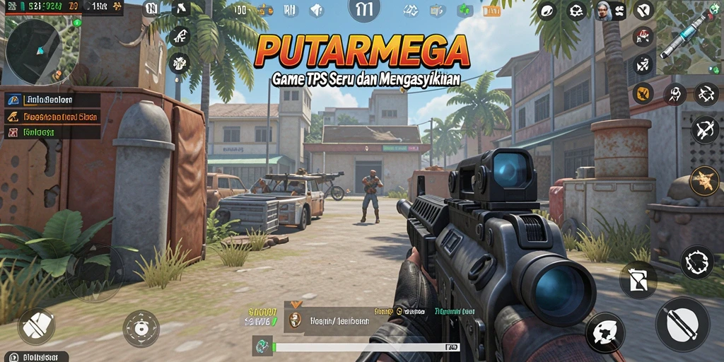 Tangkapan layar menunjukkan aksi tembak-menembak seru di PUTARMEGA.