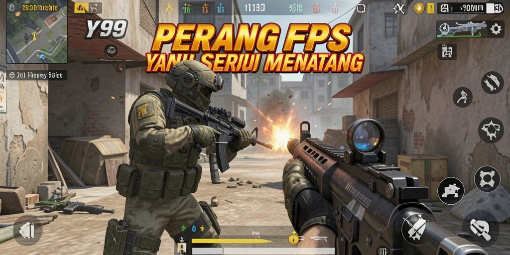 Tangkapan layar Y89 menunjukkan aksi tembak-menembak yang intens dan strategis.